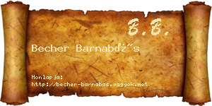 Becher Barnabás névjegykártya